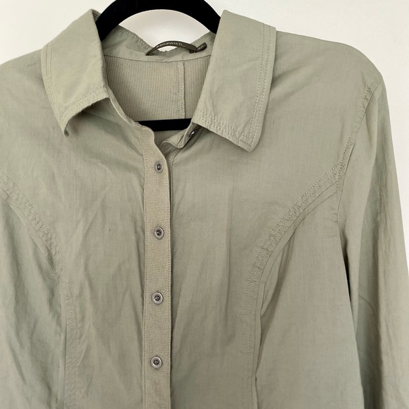Sandwich from Anthropologie Army Green Ribbed Back Button Up Shirt - Picture 2 of 9